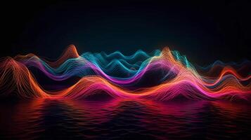 Erfahrung das Verschmelzung von Kunst und Technologie im glühend Neon- Wellen einschiffen auf ein Reise wo das Grenzen zwischen Kunst und Technologie generativ ai foto