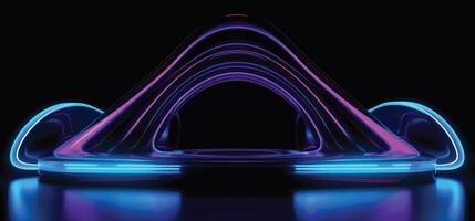 atemberaubend futuristisch Sci-Fi abstrakt Blau und lila Neon- Licht gestalten Design auf ein schwarz Hintergrund ist perfekt zum Unternehmen suchen zum ein modern und innovativ, auf dem neuesten Stand Design generativ ai foto