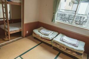 Innerhalb das japanisch Schlafzimmer, japanisch Ryokan Zimmer foto