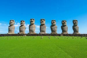 Kumamoto, Kyushu, Japan - - Oktober 19, 2018 Sonne messe nichinan, Moai Statuen foto