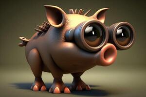 3d süß groß Auge Warzenschwein Karikatur. ai generiert foto