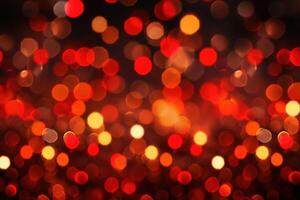 abstrakt Weihnachten Hintergrund mit Bokeh defokussiert Beleuchtung und rot color.ai generiert foto