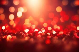 abstrakt Weihnachten Hintergrund mit Bokeh defokussiert Beleuchtung und rot color.ai generiert foto