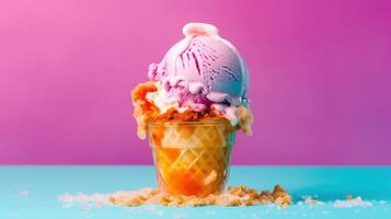 bunt Sommer- Eis Creme. Illustration ai generativ foto