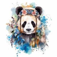 süß Aquarell Panda. Illustration ai generativ foto