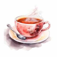 Aquarell gemalt Tee Tasse. Illustration ai generativ foto