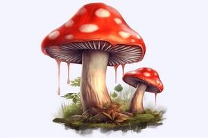 rot Pilz Illustration isoliert auf Weiß Hintergrund. ai generativ foto