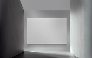 Kunst Galerie leeren Innere Attrappe, Lehrmodell, Simulation mit Beton Wände. 3d Wiedergabe. foto