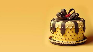 3d machen, schön bunt Kuchen mit Schokolade durchgeknallt Bogen. foto