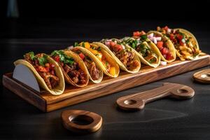 Mexikaner Tacos. Illustration ai generativ foto