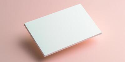 Weiß leeren Papier Attrappe, Lehrmodell, Simulation auf Rosa Hintergrund generativ ai foto