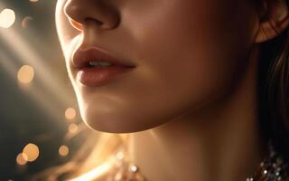 weiblich Gesicht Lippen und Kinn Weiblichkeit generativ ai foto