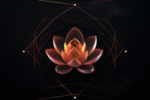 Rosa Lotus Blume Logo im dunkel Unendlichkeit Symbol generativ ai foto
