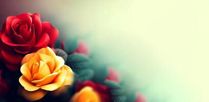 Blumen- Blume Hintergrund und Banner Karte Design zum Mutter Tag Damen Tag Valentinsgrüße Tag ai generativ foto