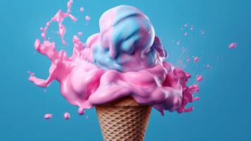 Rosa und Blau Eis Creme. Illustration ai generativ foto