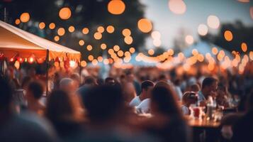 Sommer- fest Veranstaltung Party mit Menschen verschwommen Hintergrund Illustration ai generativ foto