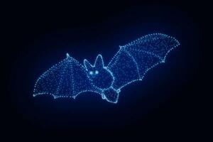 Halloween Konzept. fliegend Schläger von glühend Partikel auf dunkel Hintergrund. foto