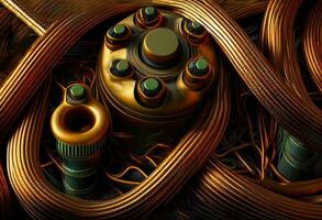 Steampunk Rohre Hintergrund, ai Generation foto