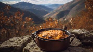 Andorran escudella auf ein Berg Gipfel foto