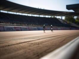 das brüllen von das Stadion Fahrrad Rennen Fertig foto