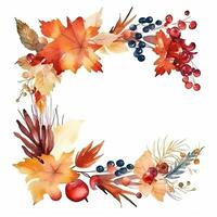 Aquarell Herbst Kranz isoliert. Illustration ai generativ foto