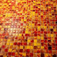 Mosaik Fußboden Gelb und rot Farbe ai generiert foto