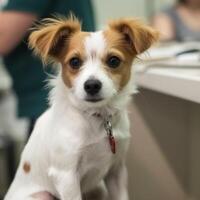 Hund Haustier das Tierarzt Büro ai generiert foto