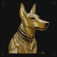 Pharao Hund im Gold ai generiert foto