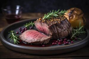 geröstet Rindfleisch Filet Fleisch generativ ai foto