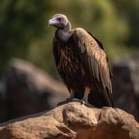 Geier auf ein Felsen ai generiert foto