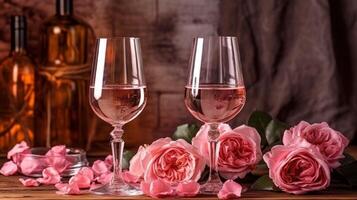 Brille von Rose Wein. Illustration ai generativ foto