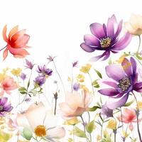 Aquarell Blumen- Rahmen Hintergrund. Illustration ai generativ foto