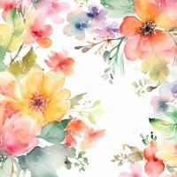 Aquarell Blumen- Rahmen Hintergrund. Illustration ai generativ foto