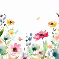 Aquarell Blumen- Rahmen Hintergrund. Illustration ai generativ foto