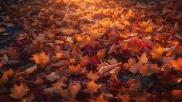 Herbst Orange Blätter Hintergrund. Illustration ai generativ foto