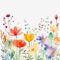 Aquarell Blumen- Rahmen Hintergrund. Illustration ai generativ foto