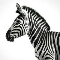Zebra isoliert auf Weiß Hintergrund, generieren ai foto