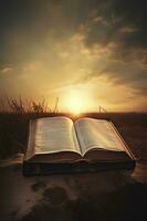 Bibel, Frauen lesen von das heilig Bibel, generieren ai foto
