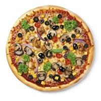Peperoni Pizza isoliert auf Weiß Hintergrund, generieren ai foto