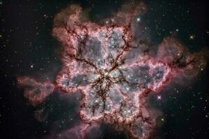 Fotografieren das Tarantel Nebel, ein fest Sternentstehung Region gelegen im das groß Magellanic Wolke, ein Satellit Galaxis von das milchig Weg, generieren ai foto