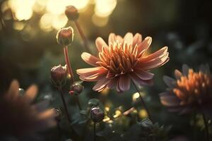 schön Blumen Natur im Sonne Licht , generativ ai foto