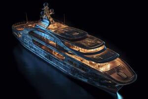 generativ ai Illustration von Superyacht beim Nacht foto