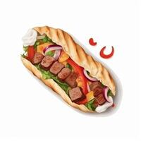 Kebabs sind Mitte östlichen Essen mit Brot Rindfleisch und Gemüse ai generiert foto