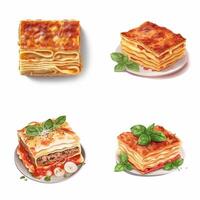 Lasagne oder Lasagne ist Pasta gebacken im das Ofen und ist ein traditionell Italienisch Essen, gefüllt mit viele andere Füllungen eine solche wie Fleisch, Gemüse, Huhn, Meeresfrüchte und damit An. ai generiert foto