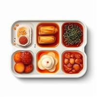 Banchan oder panchan sind Seite Geschirr im das Koreanisch kulinarisch Tradition. ai generiert. foto