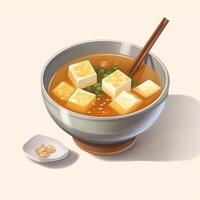 Miso Suppe ist ein japanisch Suppe bestehend aus von dashi Plus ein Füllung von Meeresfrüchte oder Gemüse Suppe und Miso. ai generiert. foto