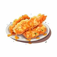 Tempura japanisch Essen, Meeresfrüchte oder Gemüse eingetaucht im Mehl und Ei Eigelb Teig ai generiert. foto