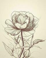 Lotus Blume Vektor Illustration mit Linie Kunst , generieren ai foto