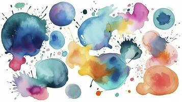 mehrfarbig Spritzen Aquarell Blots - - Vorlage zum Ihre Entwürfe, generieren ai foto