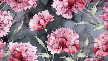 glücklich Mutter Tag Hintergrund Vektor. Aquarell Blumen- Hintergrund Design mit Rosa Nelke Blumen, Blätter. Mutter Tag Konzept Illustration Design zum Abdeckung, banne , generieren ai foto